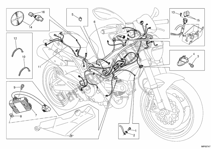 Alle onderdelen voor de Kabelboom van de Ducati Monster 795 Thailand 2012